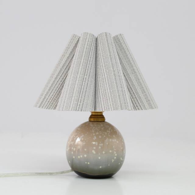 Handmade Light Grey Striped Fabric Table Lamp With Ceramic Base - image 1