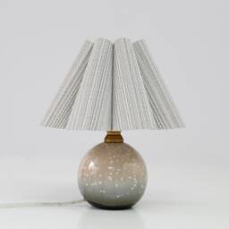 Handmade Light Grey Striped Fabric Table Lamp With Ceramic Base - thumbnail 1