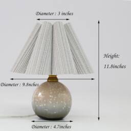 Handmade Light Grey Striped Fabric Table Lamp With Ceramic Base - thumbnail 2