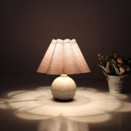 Handmade Light Grey Striped Fabric Table Lamp With Ceramic Base - thumbnail 4