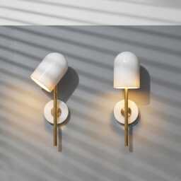 Luxury Gold & Marble Wall Sconce - Elegant Brass Finish With Opal Glass Dome, Modern Light For Living Room, Bedroom Entryway