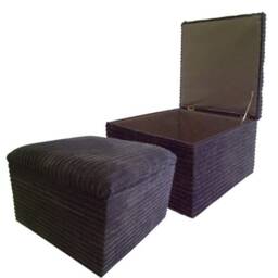 "storage Box/Footstool - Black Jumbo Cord Size 20"" X Square 14" - thumbnail 2
