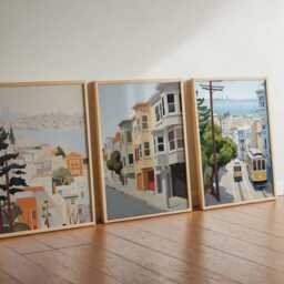 Set Of 3 San Francisco Posters, Usa Wall Art Prints, Travel Poster Set, California Cityscape Golden Gate Decor Posters - thumbnail 2