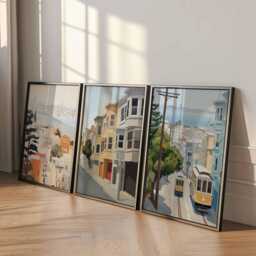 Set Of 3 San Francisco Posters, Usa Wall Art Prints, Travel Poster Set, California Cityscape Golden Gate Decor Posters - thumbnail 4