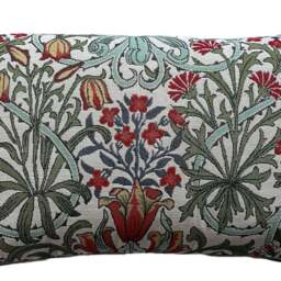 Tulips Cushion Cover William Morris Fabric Sofa Floral Leaves Woven Green Yellow Red Botanical - thumbnail 2