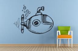 Submarine Under Water Navy Sail Boat Old Ship Yat Liner Ocean Sea Lake River Transport Wall Decal Vinyl Sticker Mural Room Decor L1699 - thumbnail 1