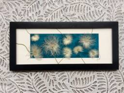 Pressed Old Man's Whiskers Art - Teal Botanical Wall Decor