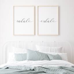 Inhale Exhale Prints - Set Of 2 - Calming Home Decor Wall Art For Bedroom, Bathroom, Office, Living Room, Yoga & Pilates Studio Unframed - thumbnail 2