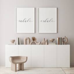 Inhale Exhale Prints - Set Of 2 - Calming Home Decor Wall Art For Bedroom, Bathroom, Office, Living Room, Yoga & Pilates Studio Unframed - thumbnail 1