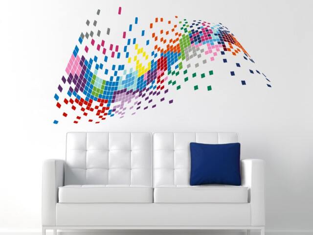 Pixel Wall Decals Full Color Decal Colorful Vinyl Stickers Bedroom Nursery Art Ms757