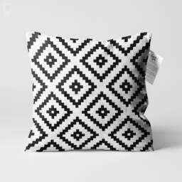 Black & White Cushion Covers With Aztec Pattern - Double Sided Printing Pillow Cover On The Soft Chenille Fabric Multi Size Options - thumbnail 1