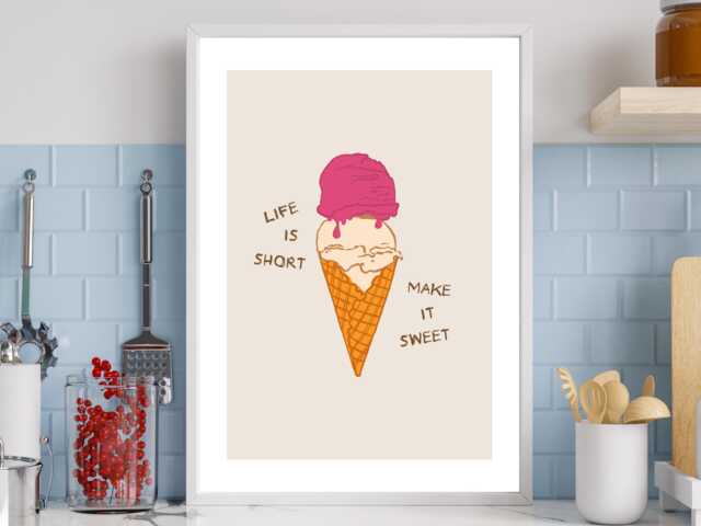 Life Is Short - Wall Print Abstract Art Beach Holiday Sweet Quote Gift Idea Bespoke Poster A5 A4 A3 Framed Or Unframed - image 1