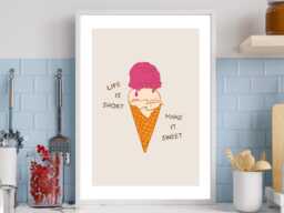 Life Is Short - Wall Print Abstract Art Beach Holiday Sweet Quote Gift Idea Bespoke Poster A5 A4 A3 Framed Or Unframed - thumbnail 1