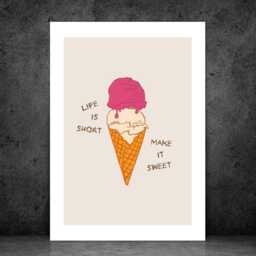 Life Is Short - Wall Print Abstract Art Beach Holiday Sweet Quote Gift Idea Bespoke Poster A5 A4 A3 Framed Or Unframed - thumbnail 2
