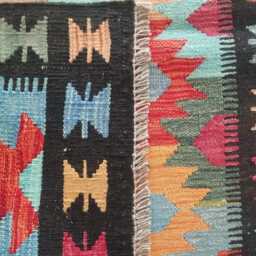 Kilim Rug Multicolour, Handmade Artisan Afghan Turkish Persian Rug, Navajo Moroccan Bohemian Flatweave, Natural Wool Dhurrie 120x89 cm - thumbnail 3