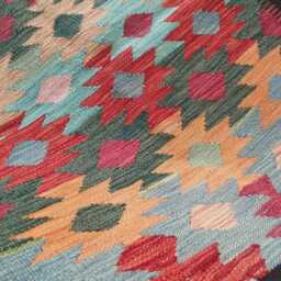 Kilim Rug Multicolour, Handmade Artisan Afghan Turkish Persian Rug, Navajo Moroccan Bohemian Flatweave, Natural Wool Dhurrie 120x89 cm - thumbnail 4