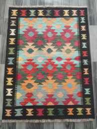 Kilim Rug Multicolour, Handmade Artisan Afghan Turkish Persian Rug, Navajo Moroccan Bohemian Flatweave, Natural Wool Dhurrie 120x89 cm - thumbnail 1