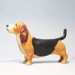 Wooden Basset Hound Sculpture - 1 - thumbnail 2