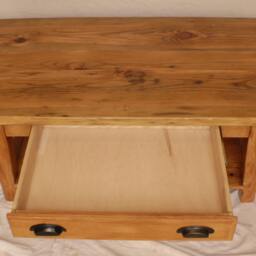 Reclaimed Heart Pine Coffee Table With Drawer & Shelf - thumbnail 3