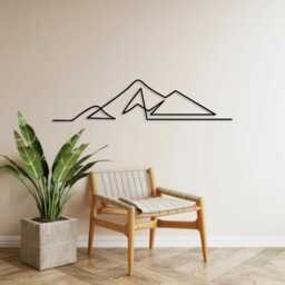Minimalist Mountain Metal Wall Art, Geometric Nature Silhouette, Unique Birthday Gift - thumbnail 2
