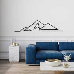 Minimalist Mountain Metal Wall Art, Geometric Nature Silhouette, Unique Birthday Gift