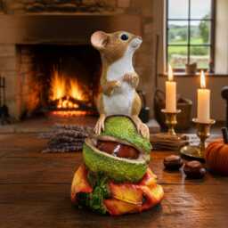 Realistic Mouse On Conker Figurine, 4 Inch High, Highly Detailed, Handcrafted, Home, Office, Birthday Gift - thumbnail 2