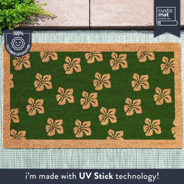 Hibiscus Flower Plant Leaf Doormat - Tropical Hawaiian Door Mat Print Rug Custom - image 1