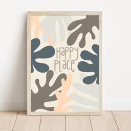 Neutral Home Print. Home Sweet & Happy Place Quote Wall Art - Print Only - thumbnail 3