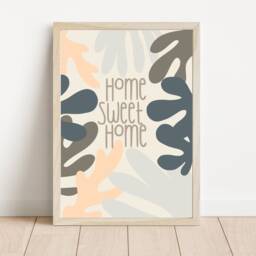 Neutral Home Print. Home Sweet & Happy Place Quote Wall Art - Print Only - thumbnail 2