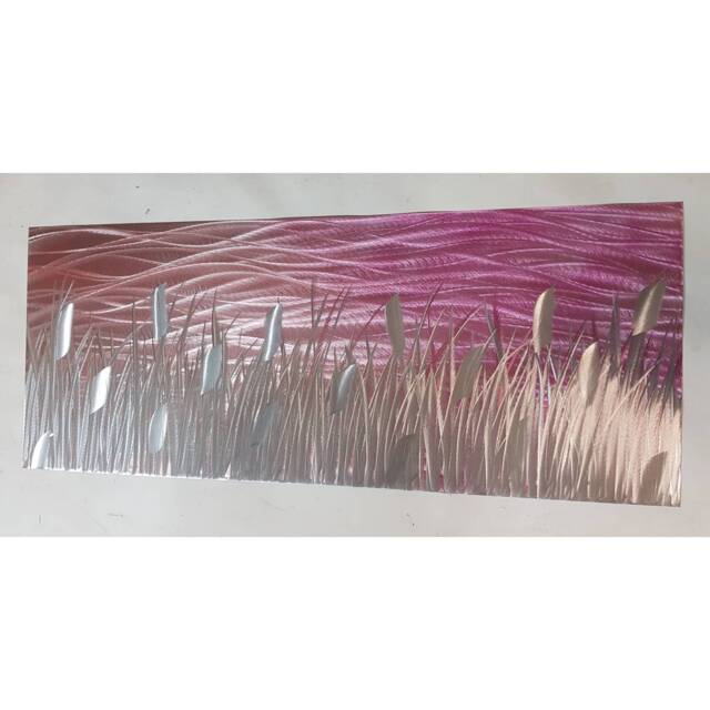 Modern, Abstract, Contemporary Metal Wall Art, Sculpture, 3D Effect, By R Toomer Art. Titled By The Lake. Pink & Silver. Indoor/Outdoor - image 1