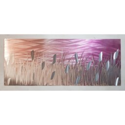 Modern, Abstract, Contemporary Metal Wall Art, Sculpture, 3D Effect, By R Toomer Art. Titled By The Lake. Pink & Silver. Indoor/Outdoor - thumbnail 3