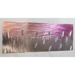 Modern, Abstract, Contemporary Metal Wall Art, Sculpture, 3D Effect, By R Toomer Art. Titled By The Lake. Pink & Silver. Indoor/Outdoor - thumbnail 2