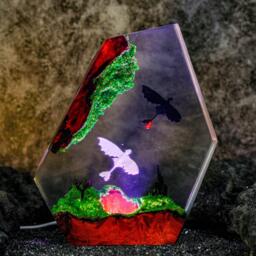 How To Train Your Dragon Night Light, Handmade Resin Lamp Featuring Toothless & Light Fury - Fantasy Led Diorama For Fans, Collectors - thumbnail 1