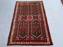 3x4 Afghan Antique Rug - Handmade Wool Tribal Carpet Turkmen Collector Piece For Living Room & Office Boho Gift - thumbnail 1