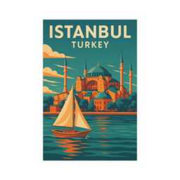 Istanbul Travel Poster - Hagia Sophia, Bosphorus Print - thumbnail 2