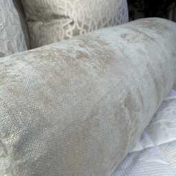 Modern Duck Egg Metallic Bolster Cushion - Elegant 16x6 Pillow For Luxury Home Decor, Sienna - thumbnail 3