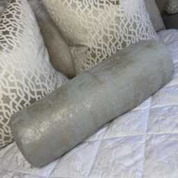 Modern Duck Egg Metallic Bolster Cushion - Elegant 16x6 Pillow For Luxury Home Decor, Sienna - thumbnail 4