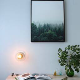 Wall Sconce Lamp, Brass Flush Mount Light, Ribbed Clear 6 - thumbnail 3