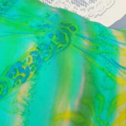 Hand Painted Silk Cushion Cover Dragonfly, Nature. Ribbons. Green & Yellow. Birthday Gift For Her - thumbnail 4