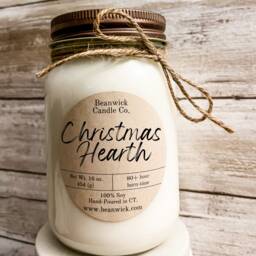 Christmas Hearth Soy Candle Holiday Spice Scent - 16 Oz Mason Jar - thumbnail 1