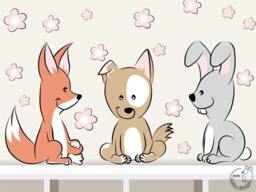 "Wall Sticker ""Dog, Rabbit & Fox Little" - thumbnail 1