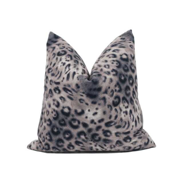 Chic Modern Plush Snow Leopard Print Velvet Cushion Cover - Handmade Throw Pillow Designer Home D??cor - image 1