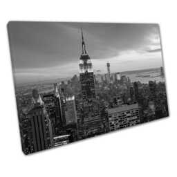 Monochrome Nyc Skyline Evening Print - Ready To Hang Wall Art For Home Or Office Decor - thumbnail 1