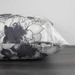Grey White Floral Cushion Cover 18x18 Inch 45x45cm - Handmade Hidden Zip Worldwide Shipping - thumbnail 4