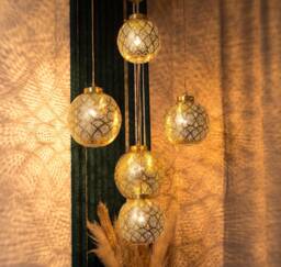 Handcrafted Moroccan Brass Pendant Lamp, Boho Home Decor - thumbnail 1