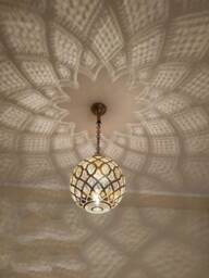 Handcrafted Moroccan Brass Pendant Lamp, Boho Home Decor - thumbnail 2