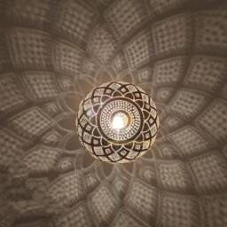 Handcrafted Moroccan Brass Pendant Lamp, Boho Home Decor - thumbnail 4