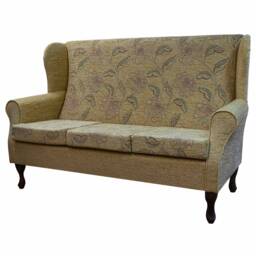 Handmade Floral Gold Wingback Sofa Traditional 3-Seater, British Made - thumbnail 1