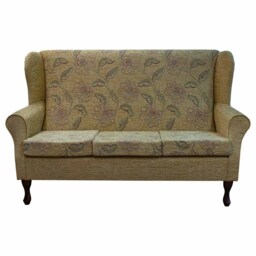 Handmade Floral Gold Wingback Sofa Traditional 3-Seater, British Made - thumbnail 2