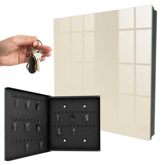 Light Stone Wall Mounted Key Cabinet, Beige Box For Home, Minimalist Backgrounds & Patterns, Lovers Of Interiors - image 1